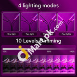 Vicllia 4 Heads Led Floor Grow Light Full Spectrum Dimmable With Flexible Gooseneck For Indoor