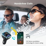 Victsing Bluetooth Car Fm Transmitter Hi-Fi Wireless Radio Adapter With Rgb Light Qc3.0 Quick Charge