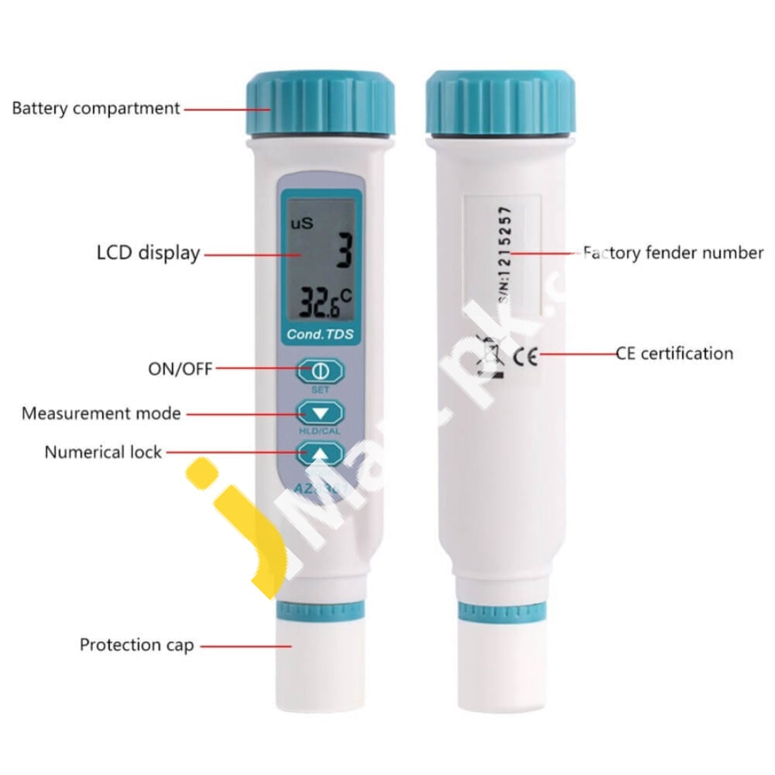 Water Quality Meter Portable Pen Type Conductivity Meter/Tester Az8361 High Precision Tds Detection