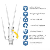 Wavlink Ac1200 Wifi Repeater Dual-Band High Power Outdoor Extender With Poe & Gigabit Port Gain