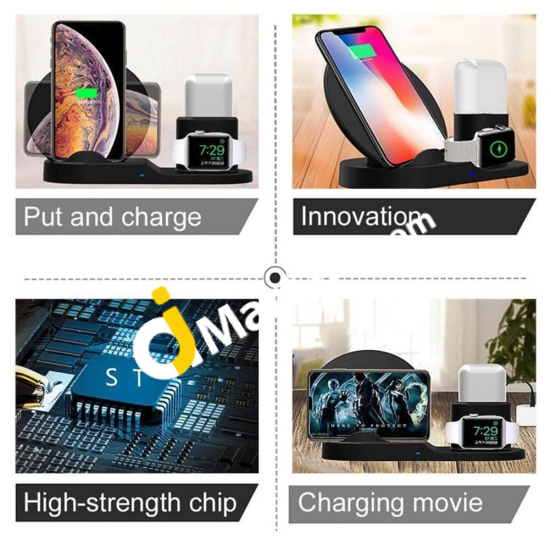 Wireless Charger 3-In-1 Charging Stand Qi Fast Station - Imported From Uk