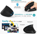 Ergonomic Mouse Vertical Wireless - Rechargeable 2.4Ghz Optical Mice